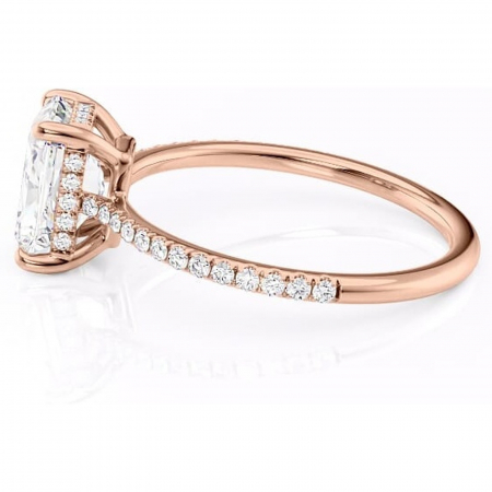 Inel de logodnă Marigold din aur Rose 14kt cu moissanite tăietură radiantă – Montură pavé rafinată pentru profil jos | Personalizează și configurează gratuit online [5]