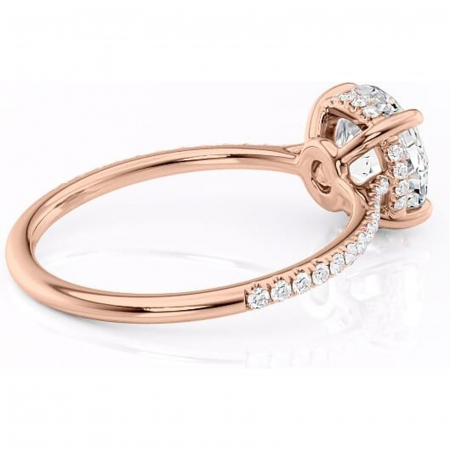 Inel de logodnă Marigold din aur Rose 14kt cu moissanite tăietură rotundă – Montură pavé rafinată pentru profil jos | Personalizează și configurează gratuit online [2]