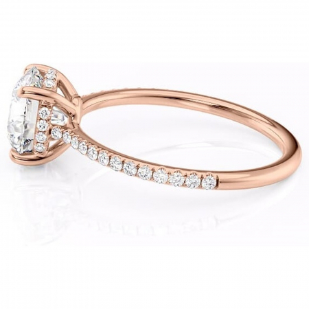 Inel de logodnă Marigold din aur Rose 14kt cu moissanite tăietură rotundă – Montură pavé rafinată pentru profil jos | Personalizează și configurează gratuit online [5]