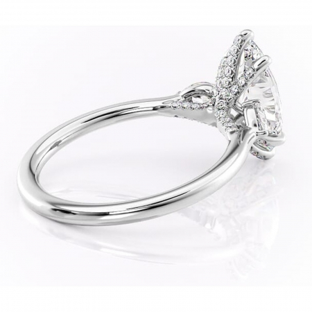 Inel de logodnă Matilda din aur Alb 14kt cu moissanite tăietură marquise – Montură cu trei pietre rafinată pentru profil înalt | Personalizează și configurează gratuit online [2]