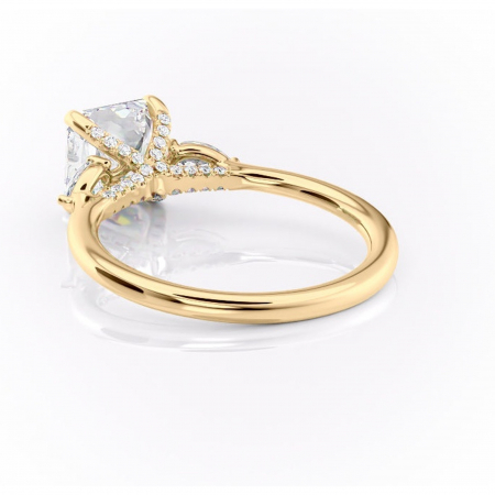 Inel de logodnă Matilda din aur Galben 18kt cu moissanite tăietură asscher – Montură cu trei pietre rafinată pentru profil înalt | Personalizează și configurează gratuit online [3]