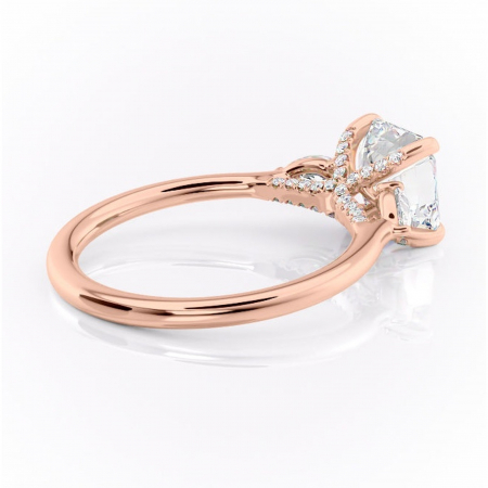 Inel de logodnă Matilda din aur Rose 14kt cu moissanite tăietură asscher – Montură cu trei pietre rafinată pentru profil înalt | Personalizează și configurează gratuit online [2]