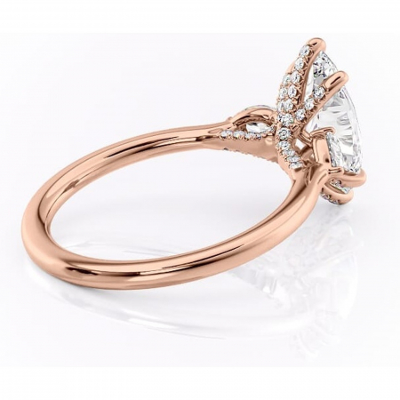 Inel de logodnă Matilda din aur Rose 14kt cu moissanite tăietură marquise – Montură cu trei pietre rafinată pentru profil înalt | Personalizează și configurează gratuit online [2]