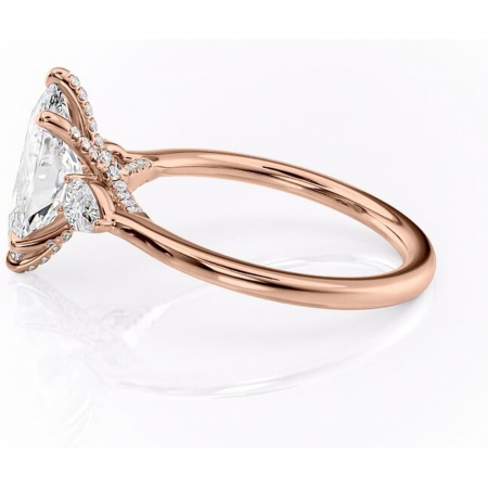 Inel de logodnă Matilda din aur Rose 14kt cu moissanite tăietură marquise – Montură cu trei pietre rafinată pentru profil înalt | Personalizează și configurează gratuit online [5]