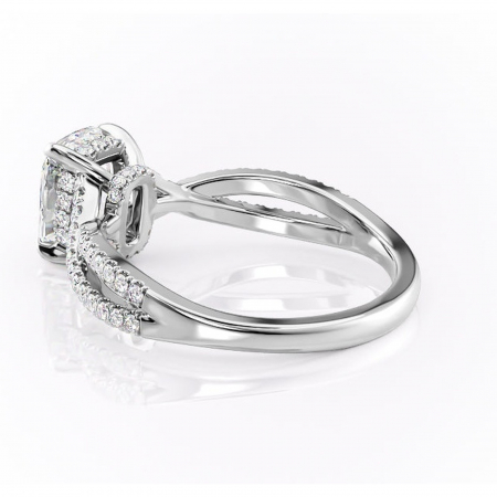 Inel de logodnă Meadow din aur Alb 14kt cu moissanite tăietură asscher – Montură pavé rafinată pentru profil mediu | Personalizează și configurează gratuit online [4]