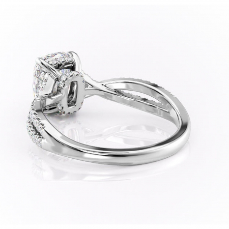 Inel de logodnă Meadow din aur Alb 14kt cu moissanite tăietură asscher – Montură pavé rafinată pentru profil mediu | Personalizează și configurează gratuit online [3]