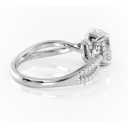 Inel de logodnă Meadow din aur Alb 14kt cu moissanite tăietură asscher – Montură pavé rafinată pentru profil mediu | Personalizează și configurează gratuit online [2]