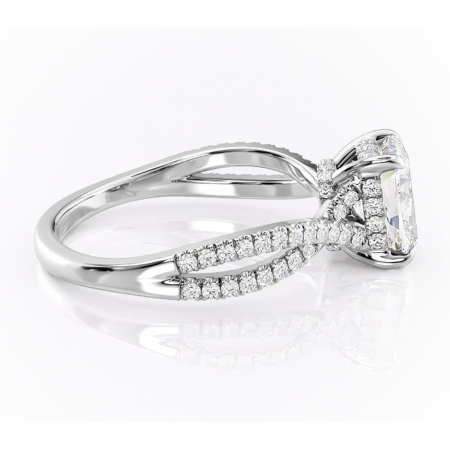 Inel de logodnă Meadow din aur Alb 14kt cu moissanite tăietură asscher – Montură pavé rafinată pentru profil mediu | Personalizează și configurează gratuit online [1]