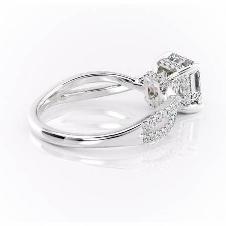 Inel de logodnă Meadow din aur Alb 14kt cu moissanite tăietură asscher – Montură pavé rafinată pentru profil mediu | Personalizează și configurează gratuit online [2]