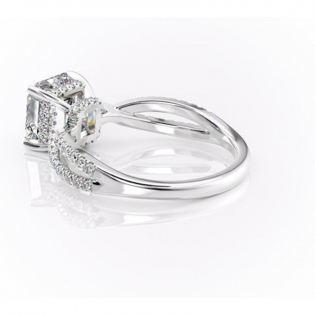 Inel de logodnă Meadow din aur Alb 14kt cu moissanite tăietură asscher – Montură pavé rafinată pentru profil mediu | Personalizează și configurează gratuit online [4]