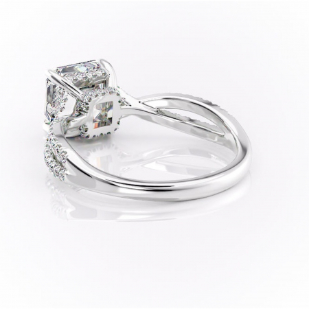 Inel de logodnă Meadow din aur Alb 14kt cu moissanite tăietură asscher – Montură pavé rafinată pentru profil mediu | Personalizează și configurează gratuit online [3]
