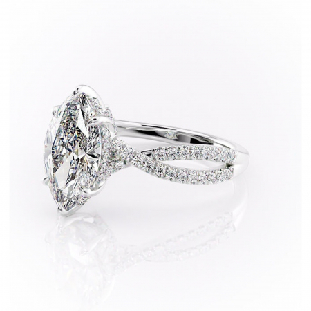 Inel de logodnă Meadow din aur Alb 14kt cu moissanite tăietură marquise – Montură pavé rafinată pentru profil mediu | Personalizează și configurează gratuit online [6]