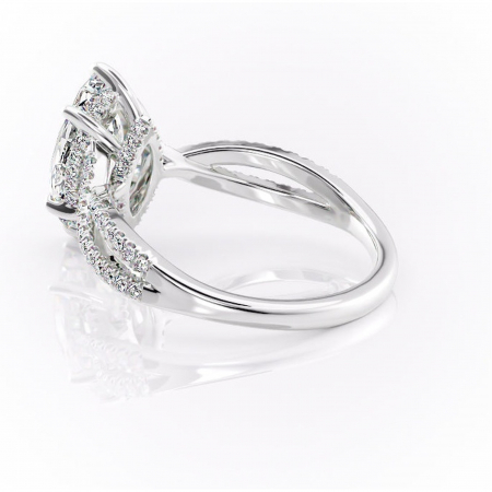 Inel de logodnă Meadow din aur Alb 14kt cu moissanite tăietură marquise – Montură pavé rafinată pentru profil mediu | Personalizează și configurează gratuit online [4]