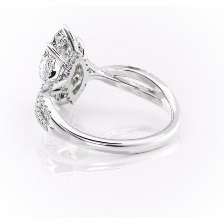 Inel de logodnă Meadow din aur Alb 14kt cu moissanite tăietură marquise – Montură pavé rafinată pentru profil mediu | Personalizează și configurează gratuit online [3]