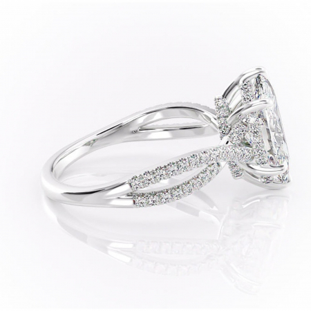 Inel de logodnă Meadow din aur Alb 14kt cu moissanite tăietură marquise – Montură pavé rafinată pentru profil mediu | Personalizează și configurează gratuit online [1]