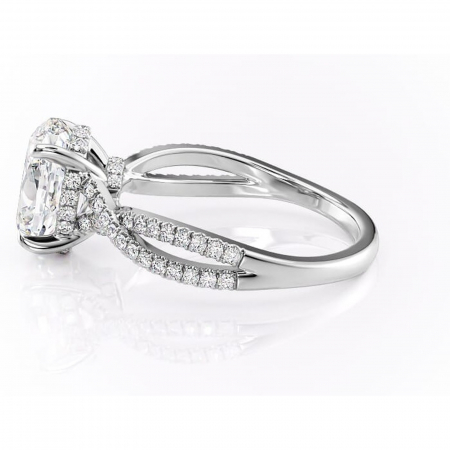 Inel de logodnă Meadow din aur Alb 14kt cu moissanite tăietură ovală – Montură pavé rafinată pentru profil mediu | Personalizează și configurează gratuit online [5]