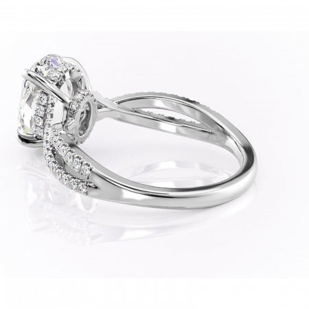 Inel de logodnă Meadow din aur Alb 14kt cu moissanite tăietură ovală – Montură pavé rafinată pentru profil mediu | Personalizează și configurează gratuit online [4]