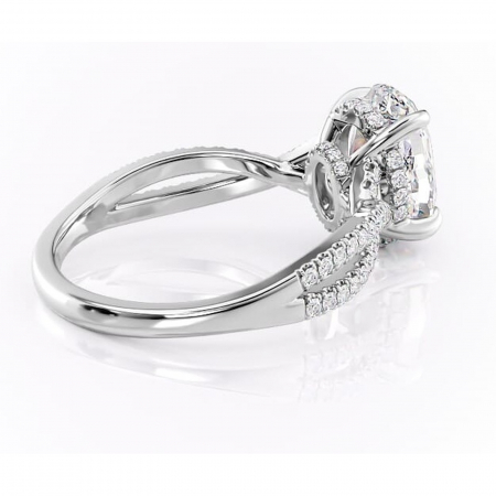 Inel de logodnă Meadow din aur Alb 14kt cu moissanite tăietură ovală – Montură pavé rafinată pentru profil mediu | Personalizează și configurează gratuit online [2]