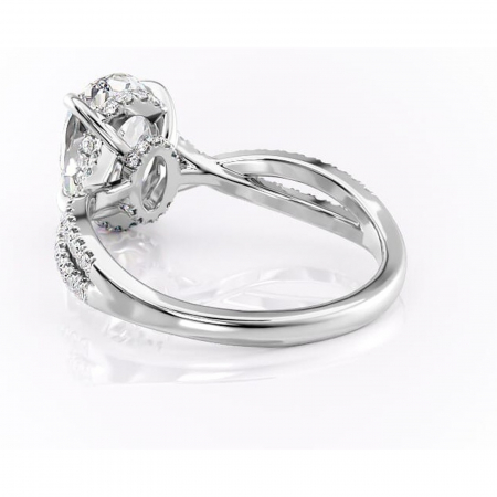 Inel de logodnă Meadow din aur Alb 14kt cu moissanite tăietură ovală – Montură pavé rafinată pentru profil mediu | Personalizează și configurează gratuit online [3]