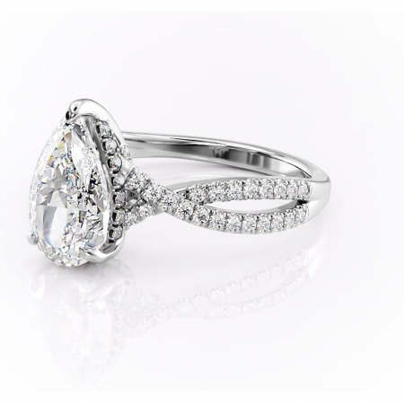 Inel de logodnă Meadow din aur Alb 14kt cu moissanite tăietură pară – Montură pavé rafinată pentru profil mediu | Personalizează și configurează gratuit online [6]