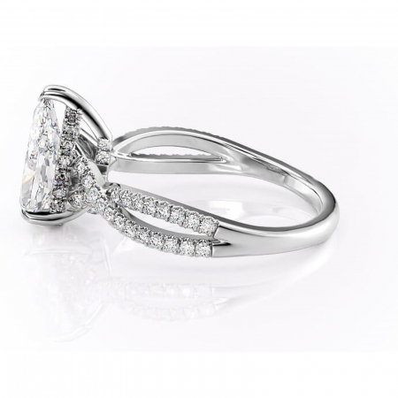 Inel de logodnă Meadow din aur Alb 14kt cu moissanite tăietură pară – Montură pavé rafinată pentru profil mediu | Personalizează și configurează gratuit online [5]