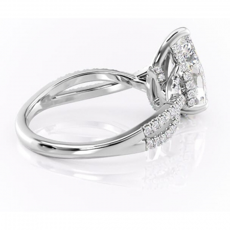 Inel de logodnă Meadow din aur Alb 14kt cu moissanite tăietură pară – Montură pavé rafinată pentru profil mediu | Personalizează și configurează gratuit online [2]
