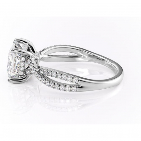 Inel de logodnă Meadow din aur Alb 14kt cu moissanite tăietură princess – Montură pavé rafinată pentru profil mediu | Personalizează și configurează gratuit online [5]