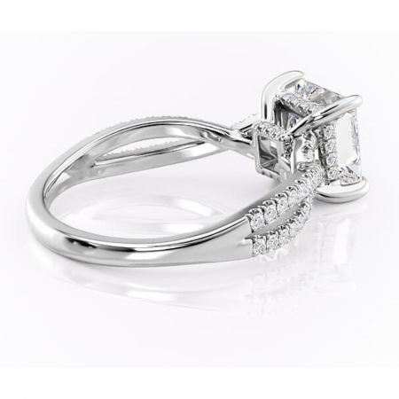 Inel de logodnă Meadow din aur Alb 14kt cu moissanite tăietură princess – Montură pavé rafinată pentru profil mediu | Personalizează și configurează gratuit online [2]