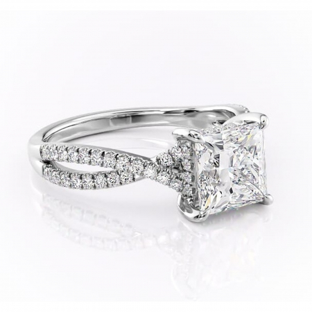 Princess - Inel de logodnă Meadow din aur Alb 14kt cu moissanite tăietură princess – Montură pavé rafinată pentru profil mediu | Personalizează și configurează gratuit online