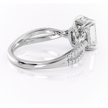 Inel de logodnă Meadow din aur Alb 14kt cu moissanite tăietură radiantă – Montură pavé rafinată pentru profil mediu | Personalizează și configurează gratuit online [2]