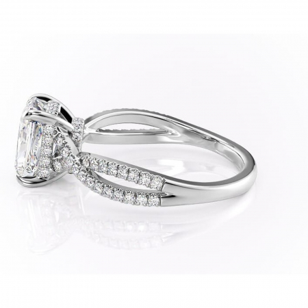 Inel de logodnă Meadow din aur Alb 14kt cu moissanite tăietură radiantă – Montură pavé rafinată pentru profil mediu | Personalizează și configurează gratuit online [5]