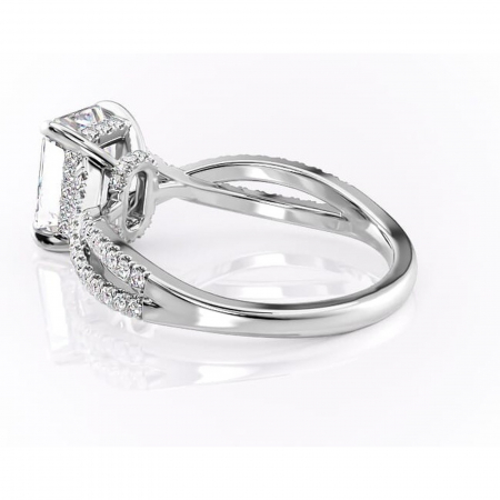 Inel de logodnă Meadow din aur Alb 14kt cu moissanite tăietură radiantă – Montură pavé rafinată pentru profil mediu | Personalizează și configurează gratuit online [4]