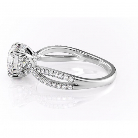 Inel de logodnă Meadow din aur Alb 14kt cu moissanite tăietură rotundă – Montură pavé rafinată pentru profil mediu | Personalizează și configurează gratuit online [5]