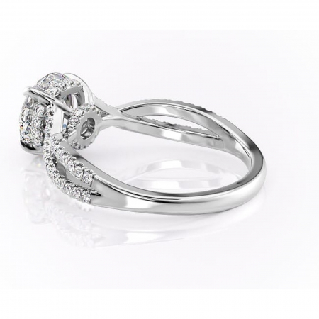 Inel de logodnă Meadow din aur Alb 14kt cu moissanite tăietură rotundă – Montură pavé rafinată pentru profil mediu | Personalizează și configurează gratuit online [4]