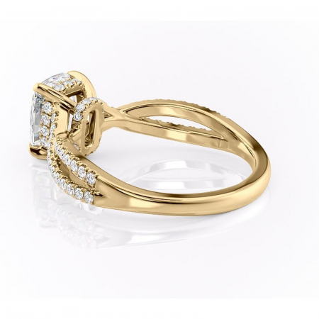 Inel de logodnă Meadow din aur Galben 14kt cu moissanite tăietură asscher – Montură pavé rafinată pentru profil mediu | Personalizează și configurează gratuit online [4]