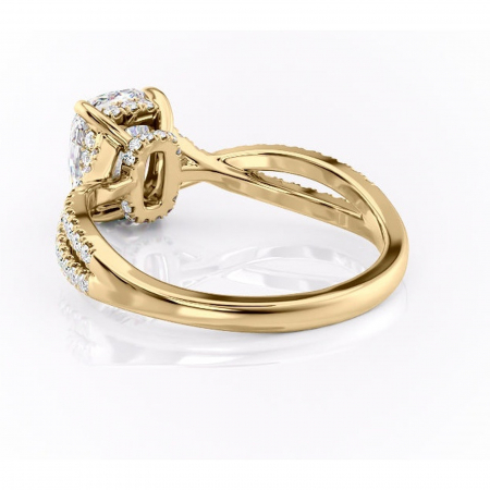 Inel de logodnă Meadow din aur Galben 14kt cu moissanite tăietură asscher – Montură pavé rafinată pentru profil mediu | Personalizează și configurează gratuit online [3]
