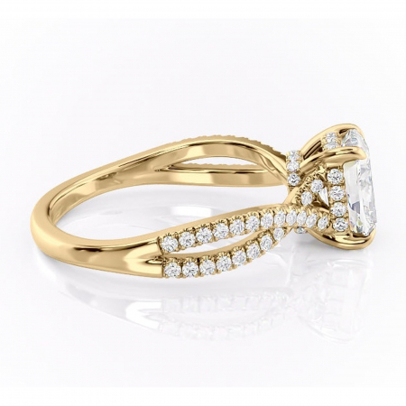 Inel de logodnă Meadow din aur Galben 14kt cu moissanite tăietură asscher – Montură pavé rafinată pentru profil mediu | Personalizează și configurează gratuit online [1]