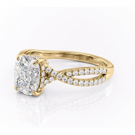 Inel de logodnă Meadow din aur Galben 14kt cu moissanite tăietură asscher – Montură pavé rafinată pentru profil mediu | Personalizează și configurează gratuit online [6]