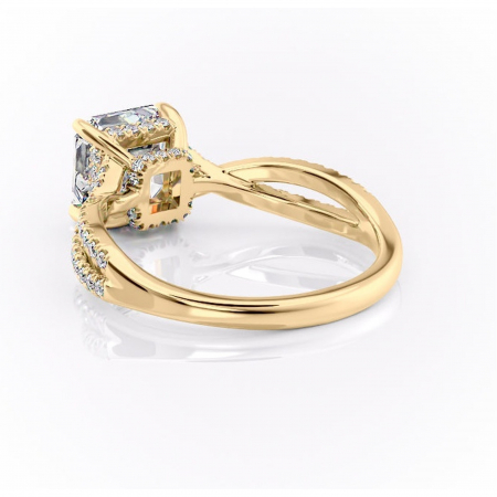 Inel de logodnă Meadow din aur Galben 14kt cu moissanite tăietură asscher – Montură pavé rafinată pentru profil mediu | Personalizează și configurează gratuit online [3]