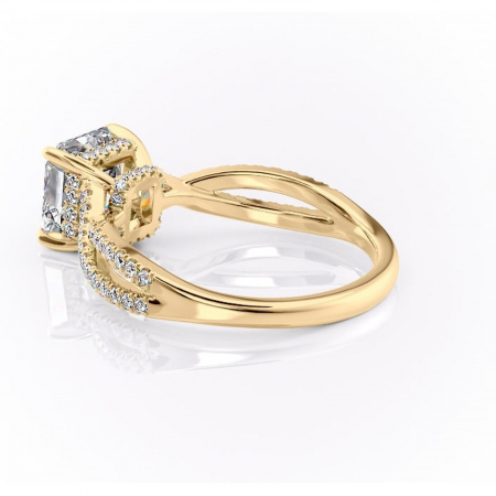 Inel de logodnă Meadow din aur Galben 14kt cu moissanite tăietură asscher – Montură pavé rafinată pentru profil mediu | Personalizează și configurează gratuit online [4]