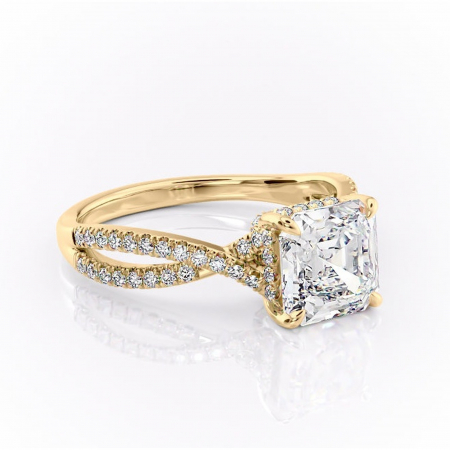 Asscher - Inel de logodnă Meadow din aur Galben 18kt cu moissanite tăietură asscher – Montură pavé rafinată pentru profil mediu | Personalizează și configurează gratuit online