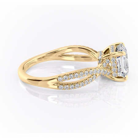 Inel de logodnă Meadow din aur Galben 14kt cu moissanite tăietură asscher – Montură pavé rafinată pentru profil mediu | Personalizează și configurează gratuit online [1]