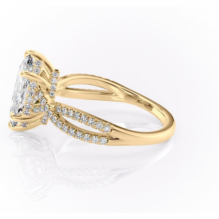 Inel de logodnă Meadow din aur Galben 18kt cu moissanite tăietură marquise – Montură pavé rafinată pentru profil mediu | Personalizează și configurează gratuit online [5]