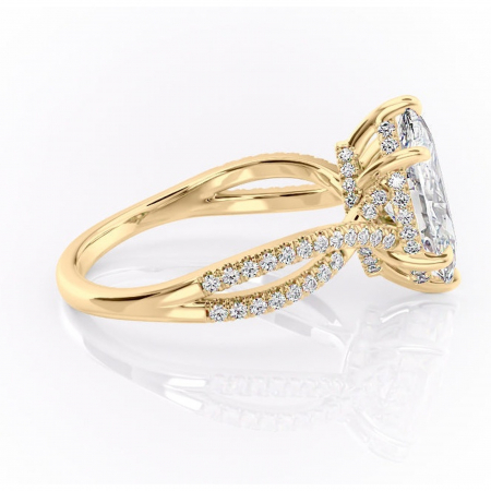 Inel de logodnă Meadow din aur Galben 18kt cu moissanite tăietură marquise – Montură pavé rafinată pentru profil mediu | Personalizează și configurează gratuit online [1]
