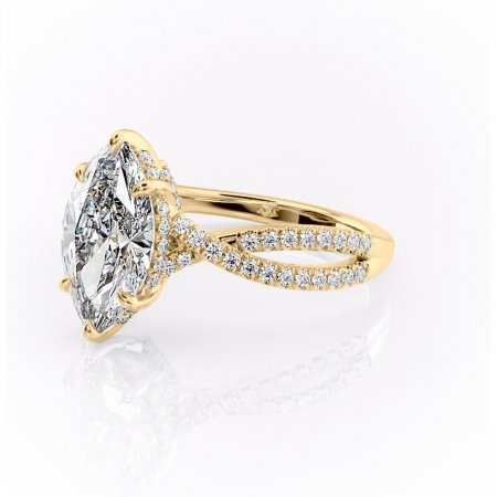 Inel de logodnă Meadow din aur Galben 18kt cu moissanite tăietură marquise – Montură pavé rafinată pentru profil mediu | Personalizează și configurează gratuit online [6]