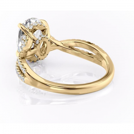 Inel de logodnă Meadow din aur Galben 18kt cu moissanite tăietură ovală – Montură pavé rafinată pentru profil mediu | Personalizează și configurează gratuit online [3]