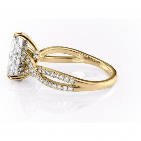 Inel de logodnă Meadow din aur Galben 18kt cu moissanite tăietură pară – Montură pavé rafinată pentru profil mediu | Personalizează și configurează gratuit online [5]