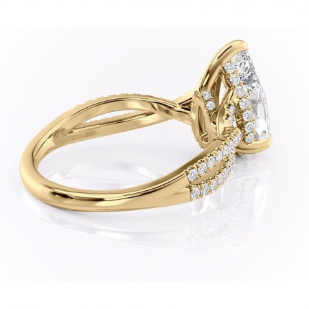 Inel de logodnă Meadow din aur Galben 18kt cu moissanite tăietură pară – Montură pavé rafinată pentru profil mediu | Personalizează și configurează gratuit online [2]