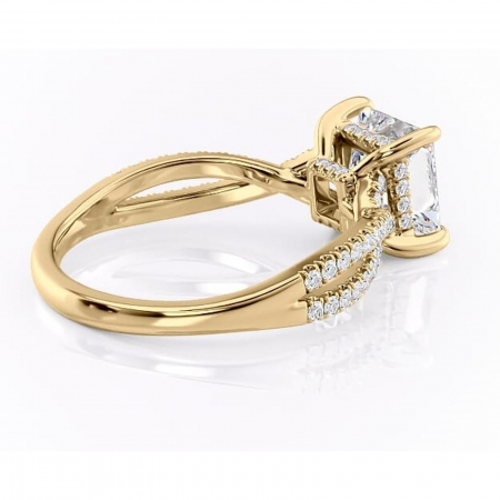 Inel de logodnă Meadow din aur Galben 14kt cu moissanite tăietură princess – Montură pavé rafinată pentru profil mediu | Personalizează și configurează gratuit online [2]
