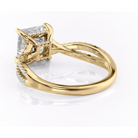Inel de logodnă Meadow din aur Galben 14kt cu moissanite tăietură princess – Montură pavé rafinată pentru profil mediu | Personalizează și configurează gratuit online [3]